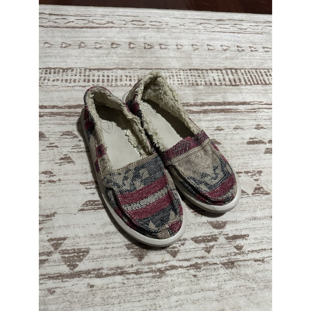 Sanuk Women's Size 9 Shorty TX Chill Natural Multi Blanket Sidewalk Surfers Fur
